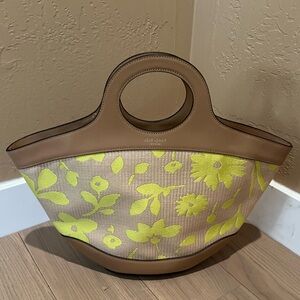 Kate Spade Tan and Lime Floral Tote